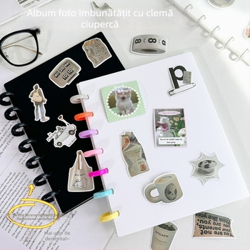 Album foto Instax Mini cu nasture ciupercă, pentru poze de 3 inch, foi detașabile cu aranjament 4 grile, 120 inserții