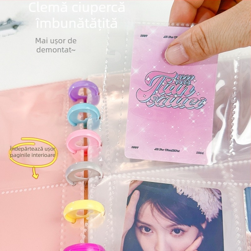 Album foto Instax Mini cu nasture ciupercă, pentru poze de 3 inch, foi detașabile cu aranjament 4 grile, 120 inserții