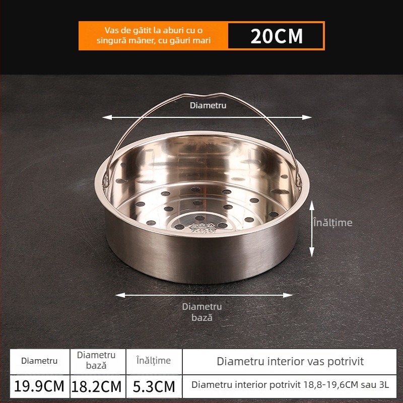Coș de aburi din oțel inoxidabil 304 pentru orez, cu mâner – suport universal de abur, tavă pliabilă de scurgere