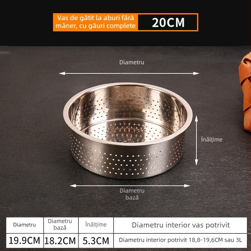 Coș de aburi din oțel inoxidabil 304 pentru orez, cu mâner – suport universal de abur, tavă pliabilă de scurgere