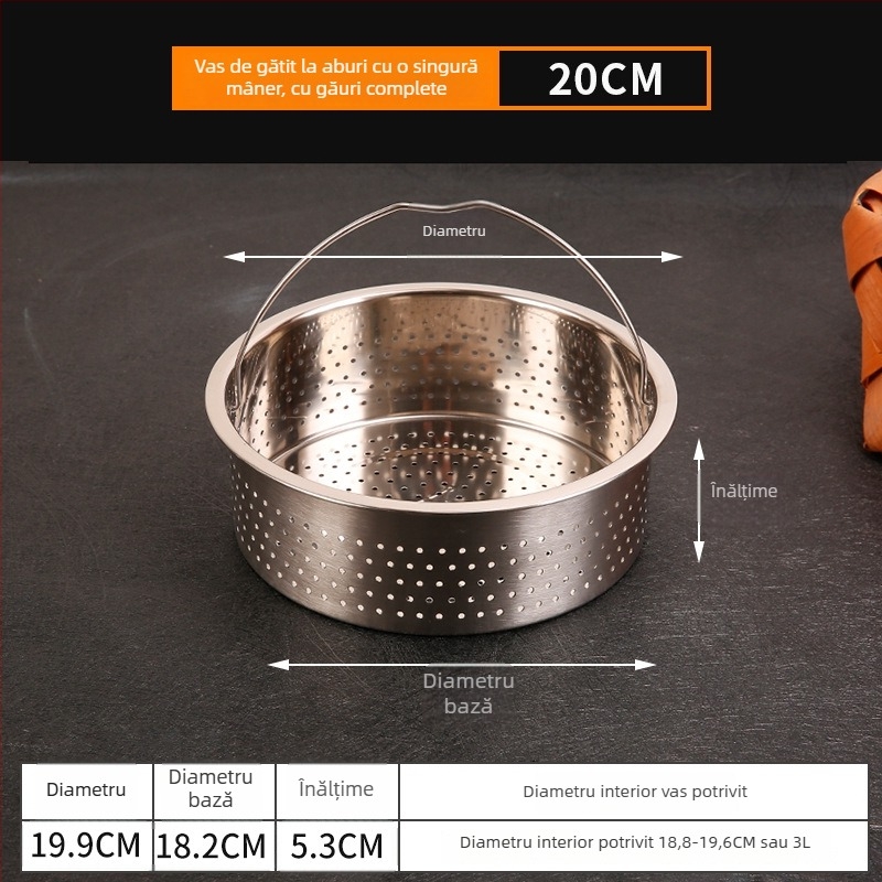 Coș de aburi din oțel inoxidabil 304 pentru orez, cu mâner – suport universal de abur, tavă pliabilă de scurgere