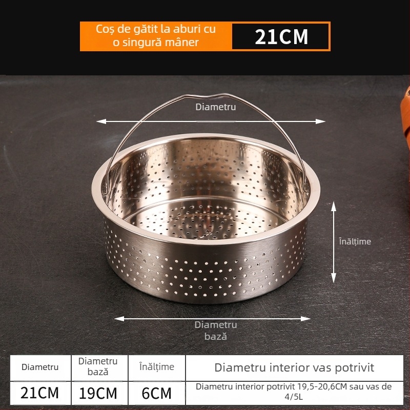 Coș de aburi din oțel inoxidabil 304 pentru orez, cu mâner – suport universal de abur, tavă pliabilă de scurgere
