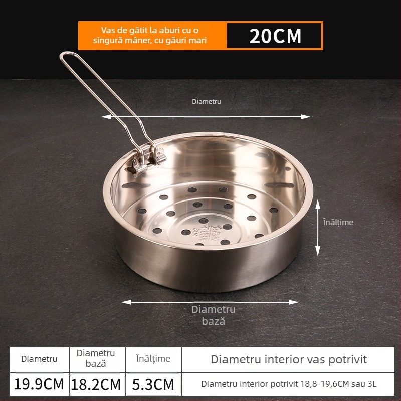 Coș de aburi din oțel inoxidabil 304 pentru orez, cu mâner – suport universal de abur, tavă pliabilă de scurgere
