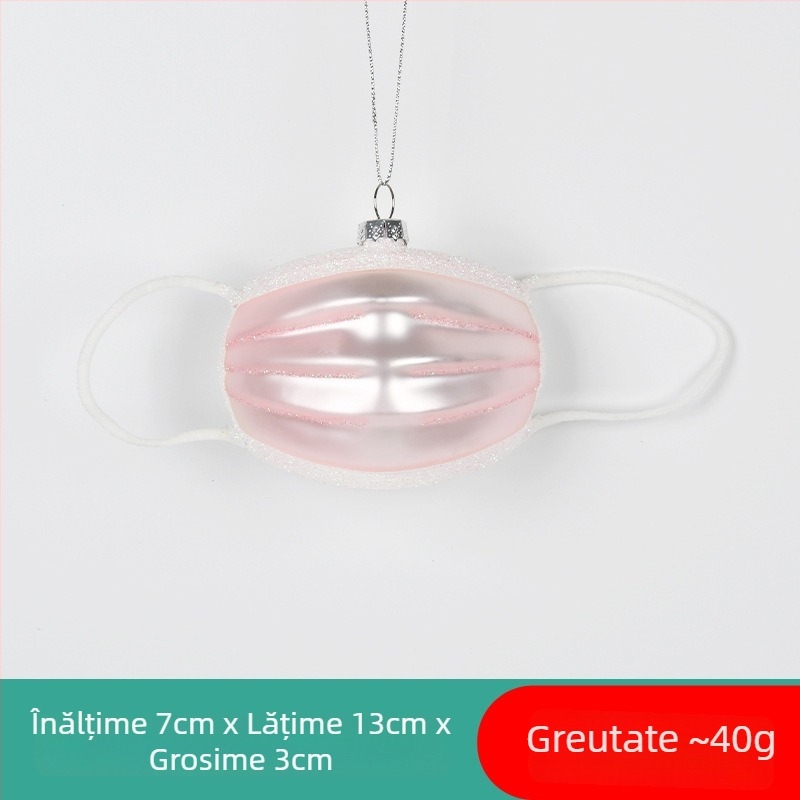 Ornament de Crăciun din sticlă pictată – Moș Crăciun / om de zăpadă, cu șosetă de Crăciun și pandantiv ursuleț pentru decorul bradului
