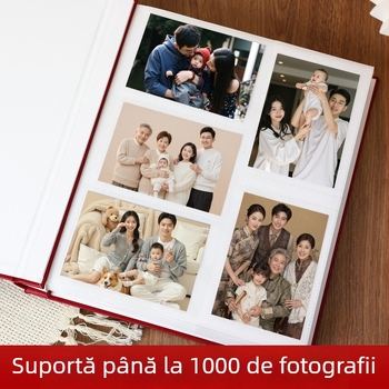 Album foto din piele, mare, pentru amintiri de familie, cu pagini inserabile, format 5–6 inch, album pentru fotografii de bebeluși și copii