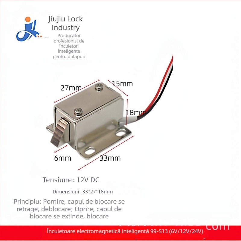 Încuietoare electromagnetică mini 99-S13, 12V, pentru dulapuri de fișiere, încuietoare electronică antifurt