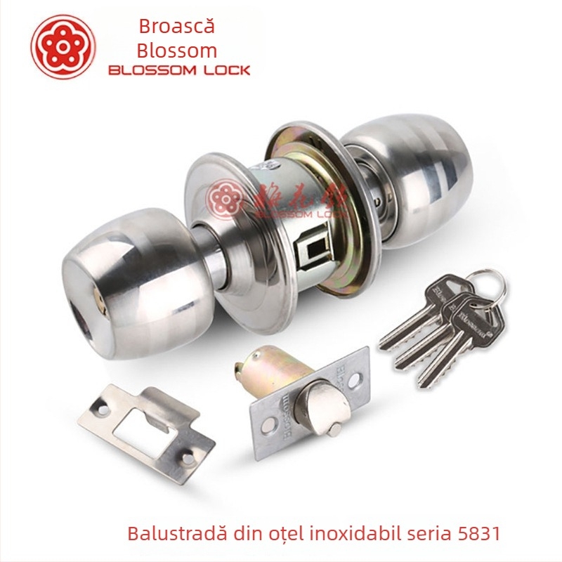 Plum Blossom 5831 Încuietoare sferică din oțel inoxidabil pentru ușile interioare ale dormitorului și băii