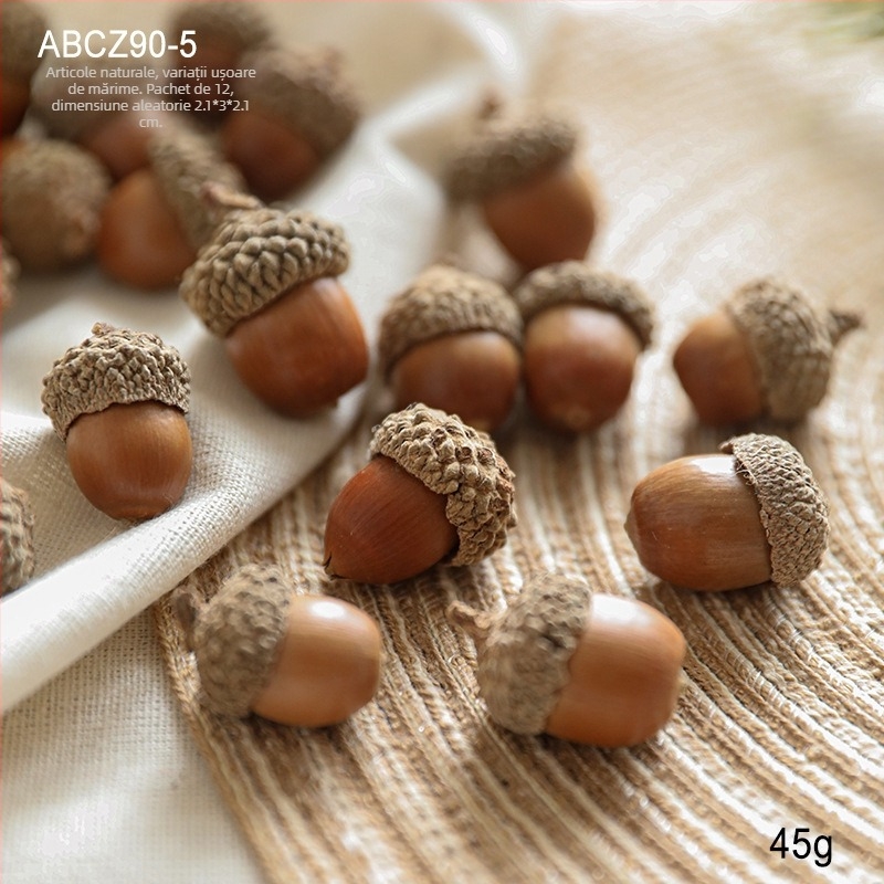 Accesorii de decor pentru scenă de Crăciun: conuri de pin naturale, bușteni din lemn, fructe uscate, flori uscate și accesorii decor pentru atmosferă
