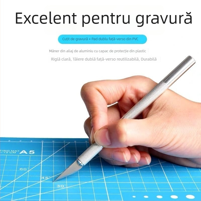 Cuțit de atelier din aliaj de aluminiu – cuțit stilou pentru jurnal, gravură și tăierea hârtiei DIY