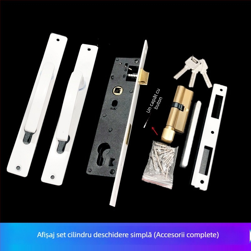 Xingwei 8525 încuietoare cu mâner pentru uși din plastic-otel, încuietoare pentru ușă din aliaj de aluminiu, încuietoare clasică pentru uși batante cu cilindru, lacăt de balcon