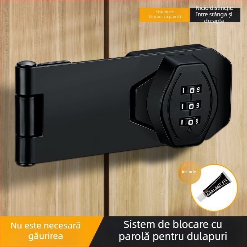 Încuietoare cu parolă pentru dulapuri, fără găuri, pentru mobilier cu două uși, sertare și dulapuri de fișiere, metal