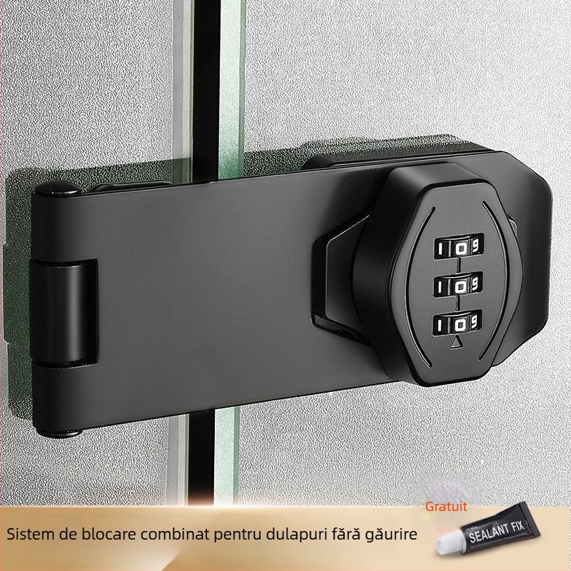 Încuietoare cu parolă pentru dulapuri, fără găuri, pentru mobilier cu două uși, sertare și dulapuri de fișiere, metal