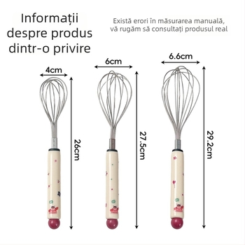Tel de ouă din oțel inoxidabil, manual, cu mâner stil desen animat – amestecarea ouălor și a smântânii, instrument de bucătărie pentru coacere.