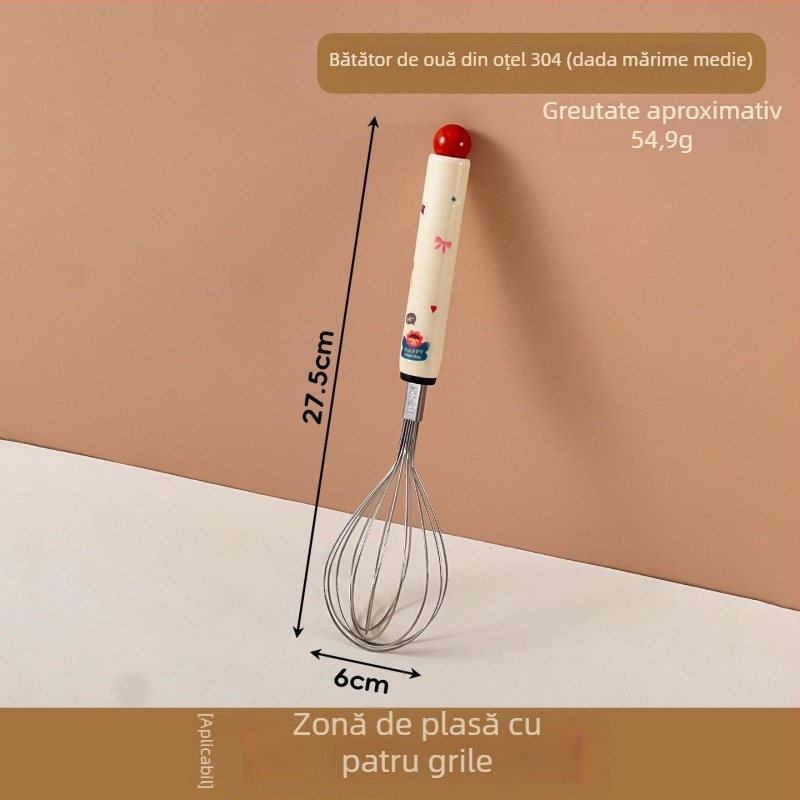 Tel de ouă din oțel inoxidabil, manual, cu mâner stil desen animat – amestecarea ouălor și a smântânii, instrument de bucătărie pentru coacere.