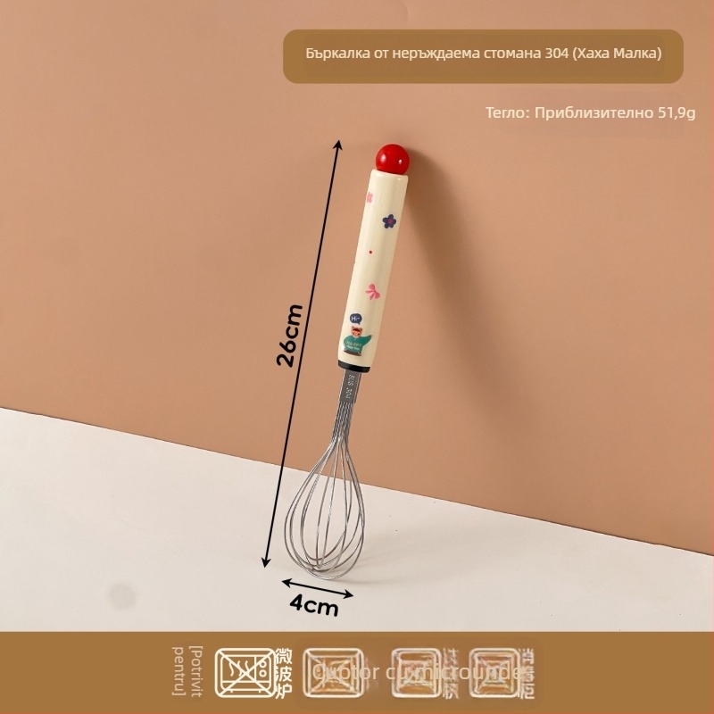 Tel de ouă din oțel inoxidabil, manual, cu mâner stil desen animat – amestecarea ouălor și a smântânii, instrument de bucătărie pentru coacere.