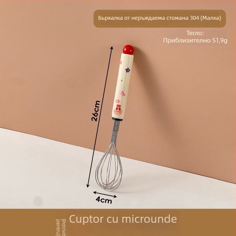 Tel de ouă din oțel inoxidabil, manual, cu mâner stil desen animat – amestecarea ouălor și a smântânii, instrument de bucătărie pentru coacere.