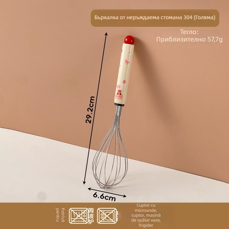 Tel de ouă din oțel inoxidabil, manual, cu mâner stil desen animat – amestecarea ouălor și a smântânii, instrument de bucătărie pentru coacere.