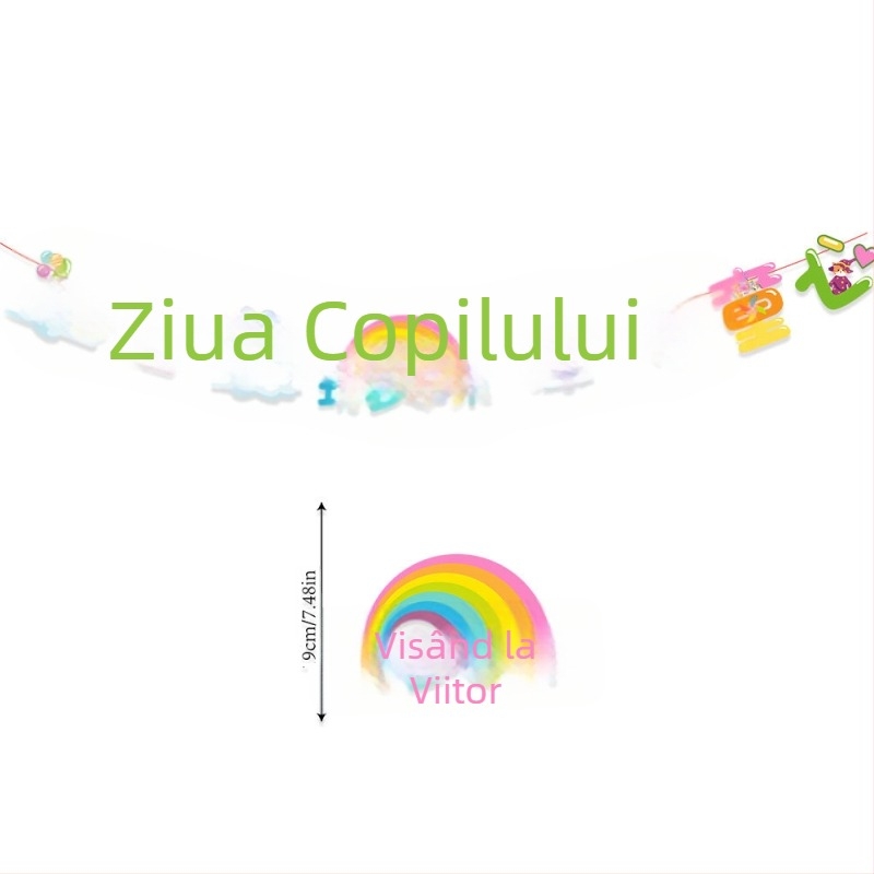 Set de 61 stegulețe decorative cu teme astronaut și dinozaur pentru decorul sălii de clasă de Ziua Copilului