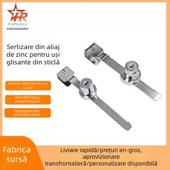 Încuietură din aliaj de zinc cu dinți, fără găuri, pentru uși glisante din sticlă, dulapuri de expunere și încuieri pentru ferestre