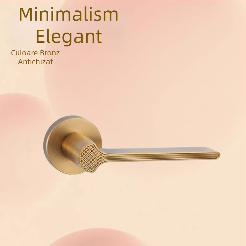 Ușă interioară cu finisaj alamă veche, stil european, design minimalist, potrivită pentru casă și birou, încuietoare pentru mobilier