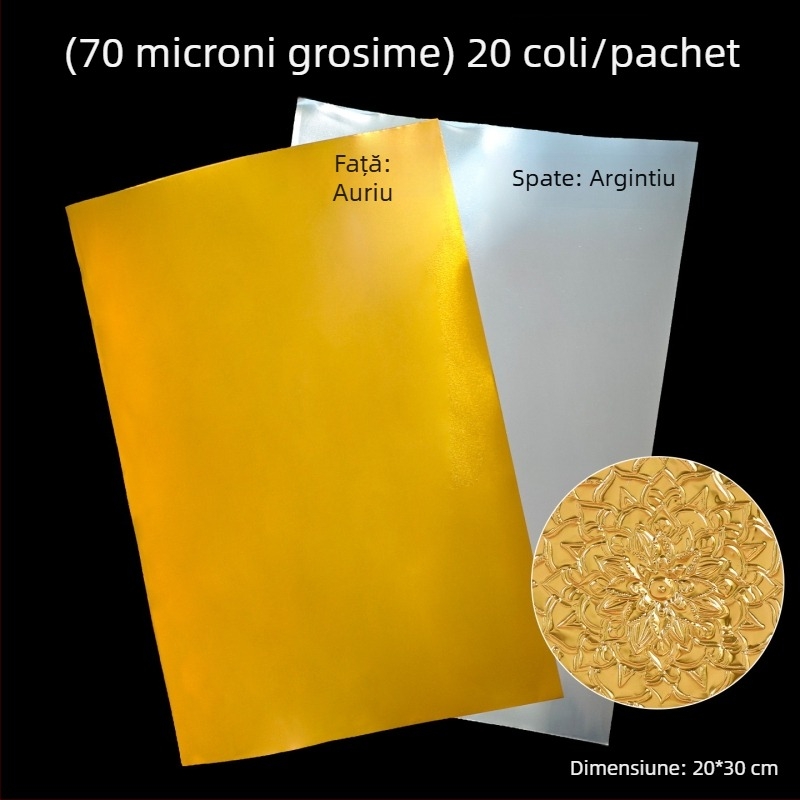 Folie de aluminiu aurie, grosime 70 μm, pentru artă copiilor – material de relief