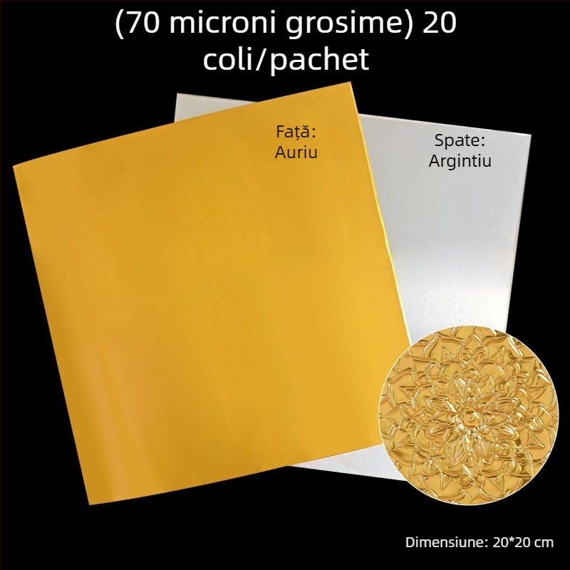 Folie de aluminiu aurie, grosime 70 μm, pentru artă copiilor – material de relief