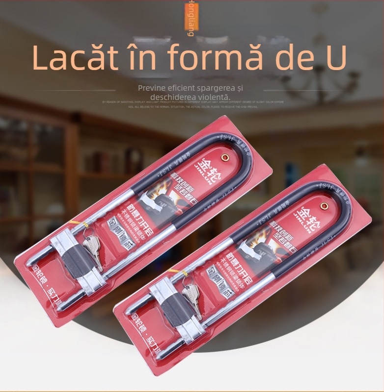 Golden Wheel 518 încuietoare în formă de U pentru ușile din sticlă ale biroului, rezistentă la impact și explozii