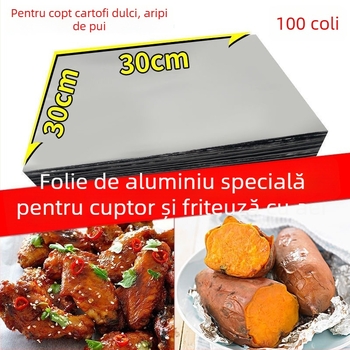 Folie de aluminiu îngroșată pentru friteuza cu aer, uz casnic, pentru grătar carne și pește, hârtie despărțitoare de ulei