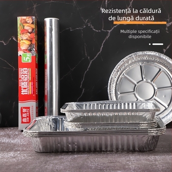 Tăvi de gătit din folie de aluminiu, întărite, pentru cuptor, pătrate și rotunde