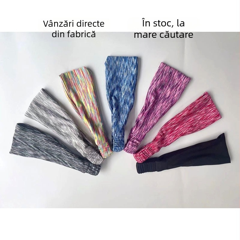 Bandă de păr sport, absorbantă a transpirației, pentru alergare, yoga și exerciții în aer liber, colorată