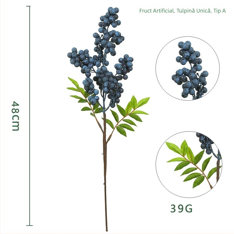 Buchet de fructe roșii artificiale din mătase, decor pentru sufragerie, aranjament floral pentru vază, înălțime 30–100 cm