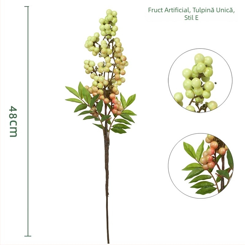 Buchet de fructe roșii artificiale din mătase, decor pentru sufragerie, aranjament floral pentru vază, înălțime 30–100 cm