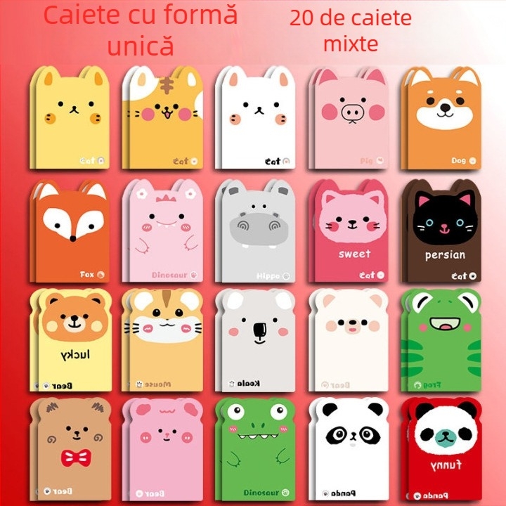 Caiet mini drăguț cu design desen animat – notebook portabil, 85×120 mm, stil japonez/coreean drăguț.