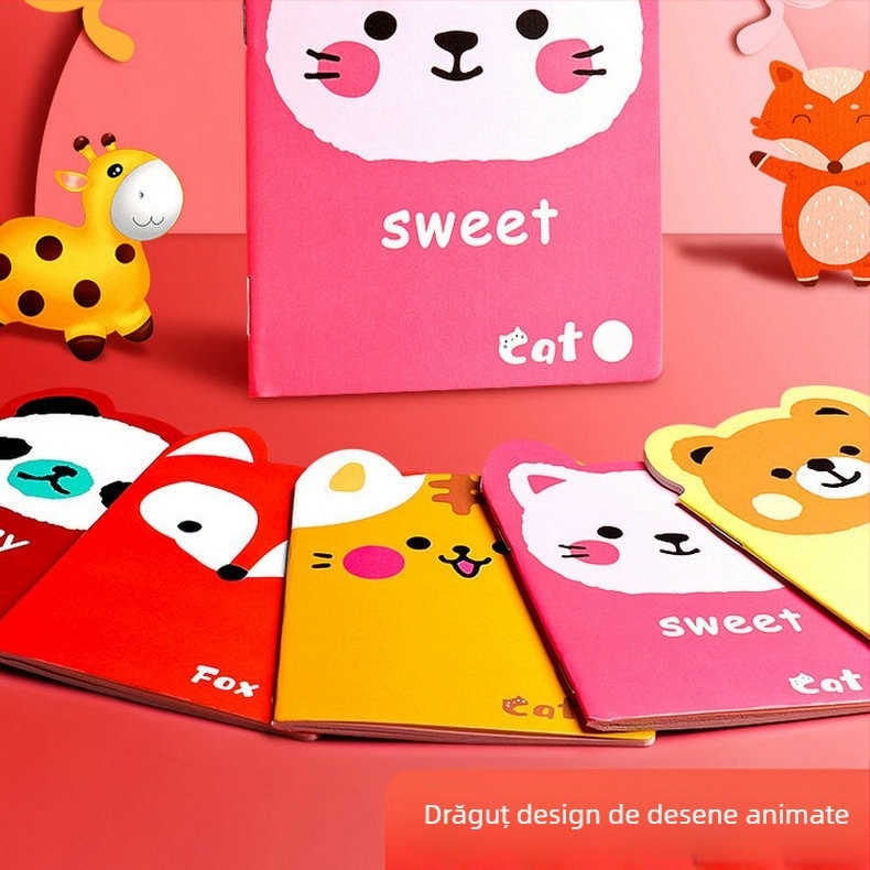 Caiet mini drăguț cu design desen animat – notebook portabil, 85×120 mm, stil japonez/coreean drăguț.