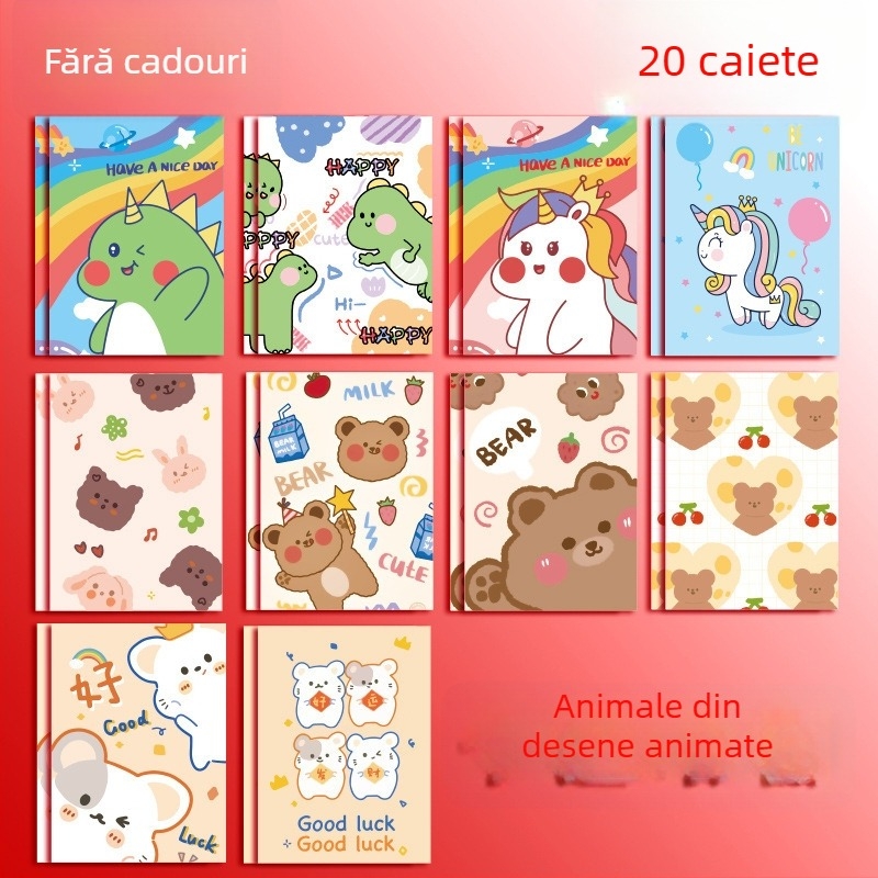 Caiet mini drăguț cu design desen animat – notebook portabil, 85×120 mm, stil japonez/coreean drăguț.