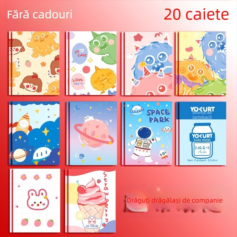 Caiet mini drăguț cu design desen animat – notebook portabil, 85×120 mm, stil japonez/coreean drăguț.