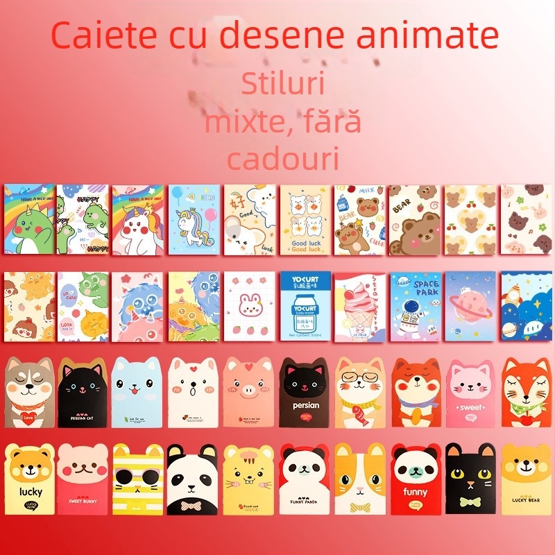 Caiet mini drăguț cu design desen animat – notebook portabil, 85×120 mm, stil japonez/coreean drăguț.