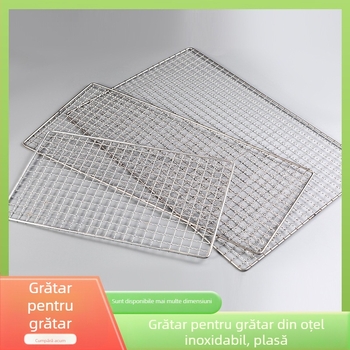 Plasă de grătar din oțel inoxidabil, dreptunghiulară, cu clips pentru pește și grilă