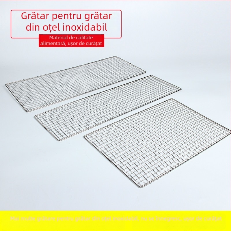 Plasă de grătar din oțel inoxidabil, dreptunghiulară, cu clips pentru pește și grilă