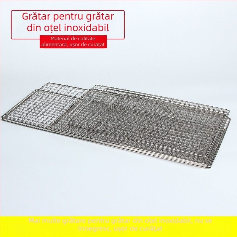 Plasă de grătar din oțel inoxidabil, dreptunghiulară, cu clips pentru pește și grilă