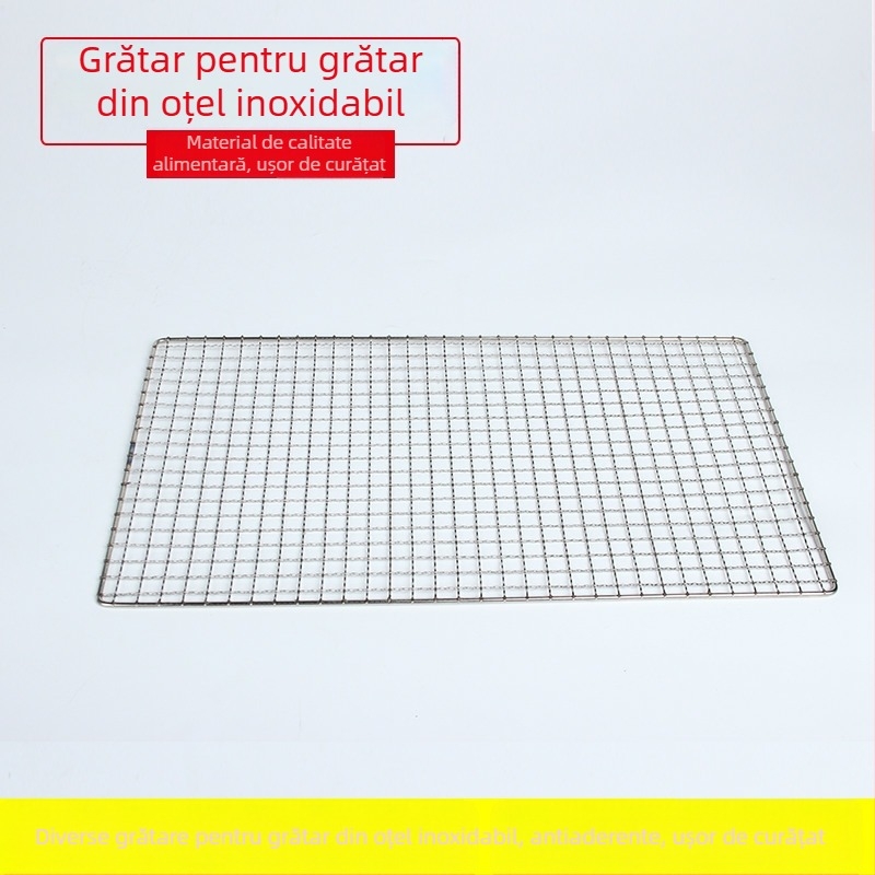 Plasă de grătar din oțel inoxidabil, dreptunghiulară, cu clips pentru pește și grilă