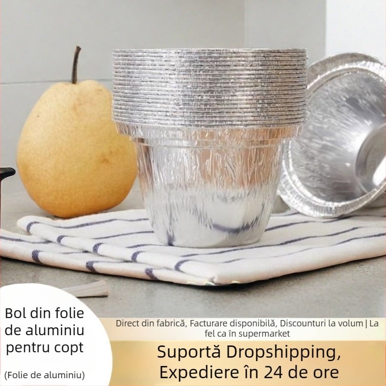 Cupe din folie de aluminiu pentru pere coapte, formă circulară, cu capac, pentru friteuză cu aer