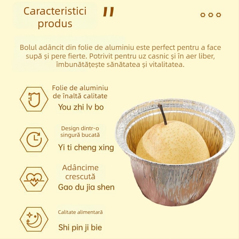 Cupe din folie de aluminiu pentru pere coapte, formă circulară, cu capac, pentru friteuză cu aer