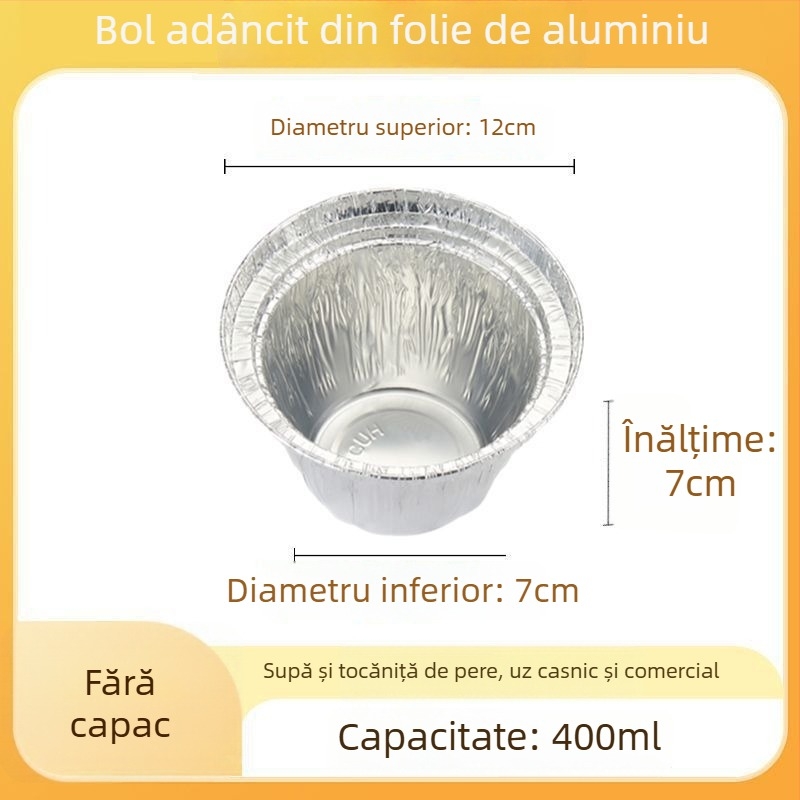 Cupe din folie de aluminiu pentru pere coapte, formă circulară, cu capac, pentru friteuză cu aer