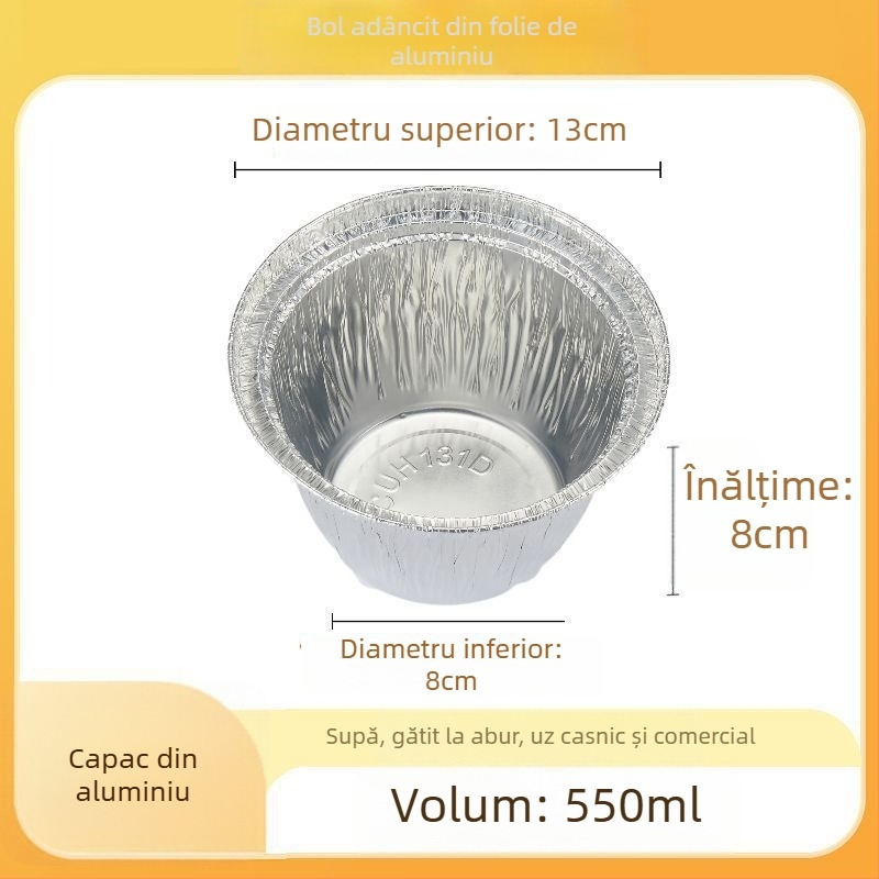 Cupe din folie de aluminiu pentru pere coapte, formă circulară, cu capac, pentru friteuză cu aer