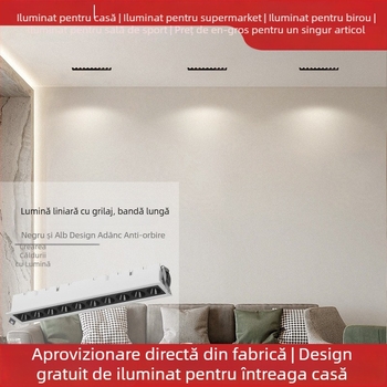 COB lampă liniară încorporată cu grilaj, pentru sufragerie și hol, lungă bandă LED, corp din aluminiu, CRI înalt