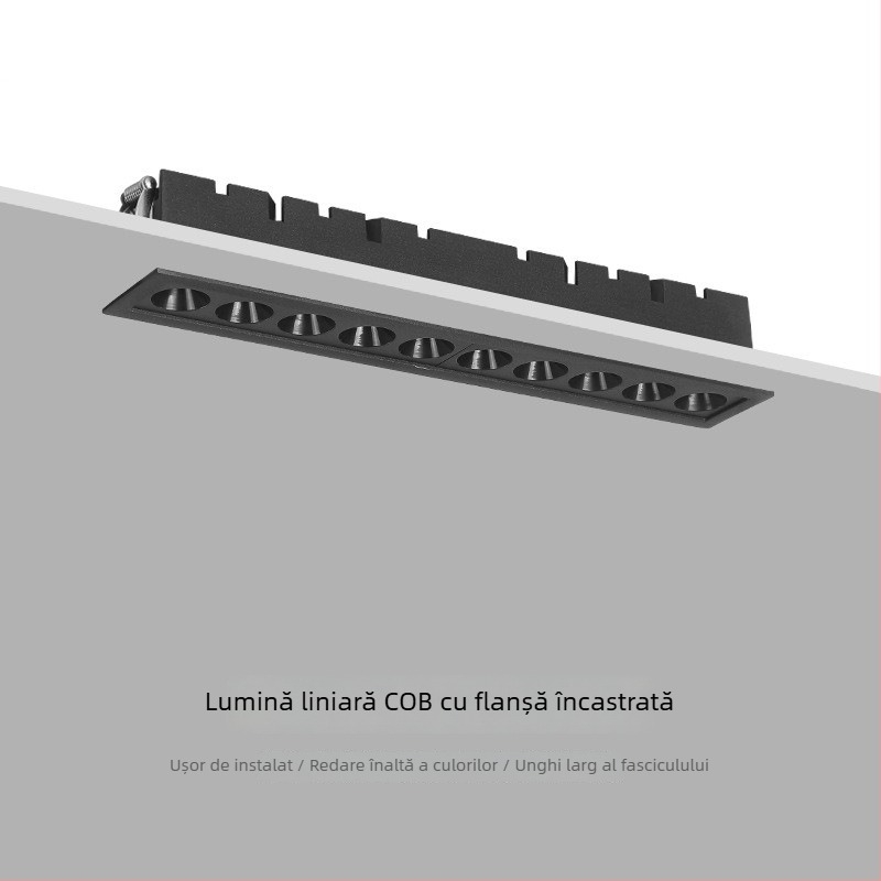 COB lampă liniară încorporată cu grilaj, pentru sufragerie și hol, lungă bandă LED, corp din aluminiu, CRI înalt