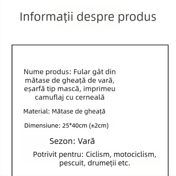 Mască de ciclism de vară cu guler din Ice Silk, protecție împotriva vântului, șapcă unisex pentru pescuit