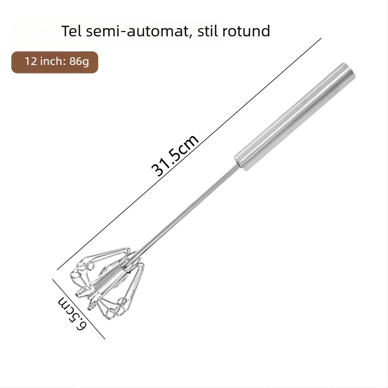 Tel de ouă din oțel inoxidabil, semi-automat, rotativ, acționat manual, instrument de gătit pentru coacere