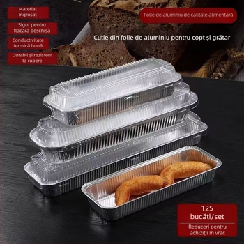 Tavă de unică folosință din folie de aluminiu, dreptunghiulară, rezistentă la temperaturi înalte, formă pentru pâine și prăjituri